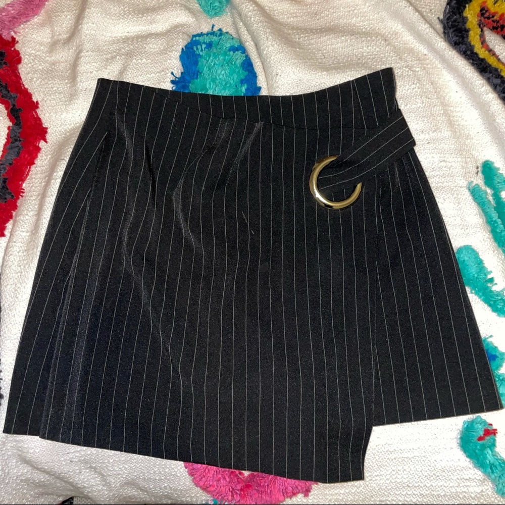 F21 Asymmetric Striped Mini Skirt